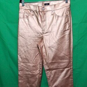 Express Womens Metallic Modern Straight High Rise Jeans Size 4R Rose Gold NWOT